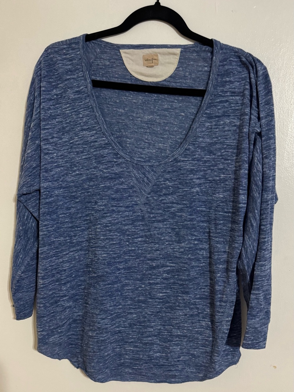 Wilfred Free Heathered Blue Scoop Neck Top size Large